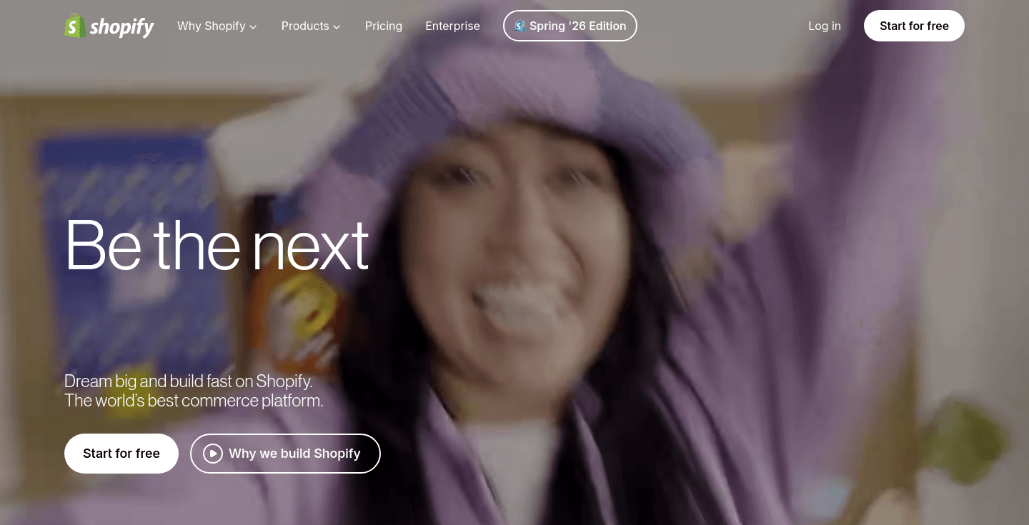 Shopify homepage hero